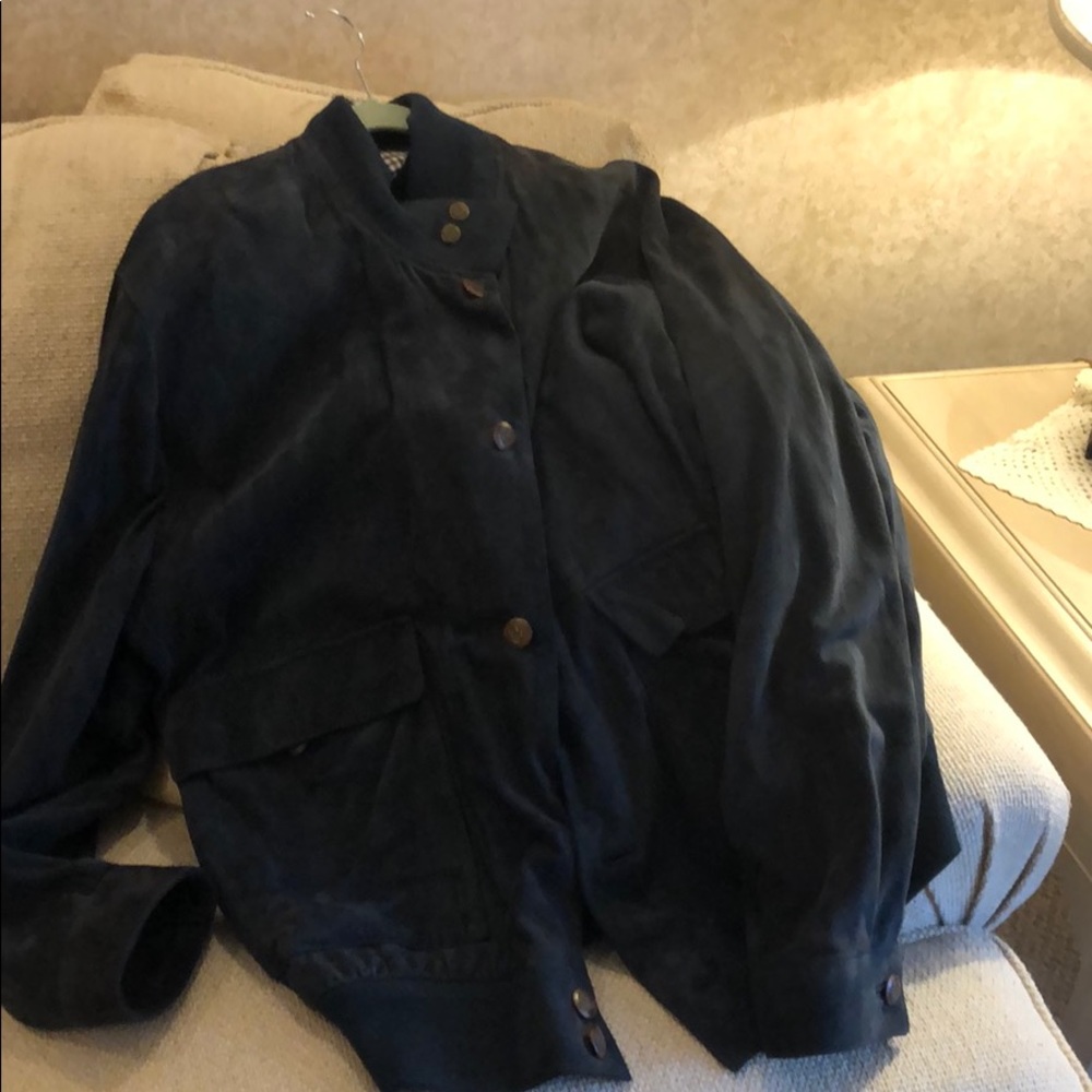 Blue suede Bomber Jacket